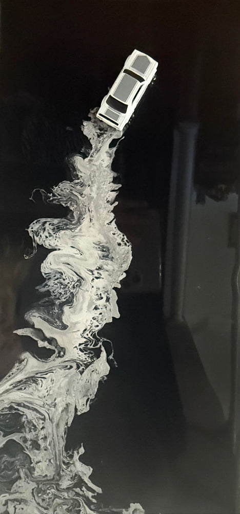 Silver Smoke Drift Car Fine Art Print 14