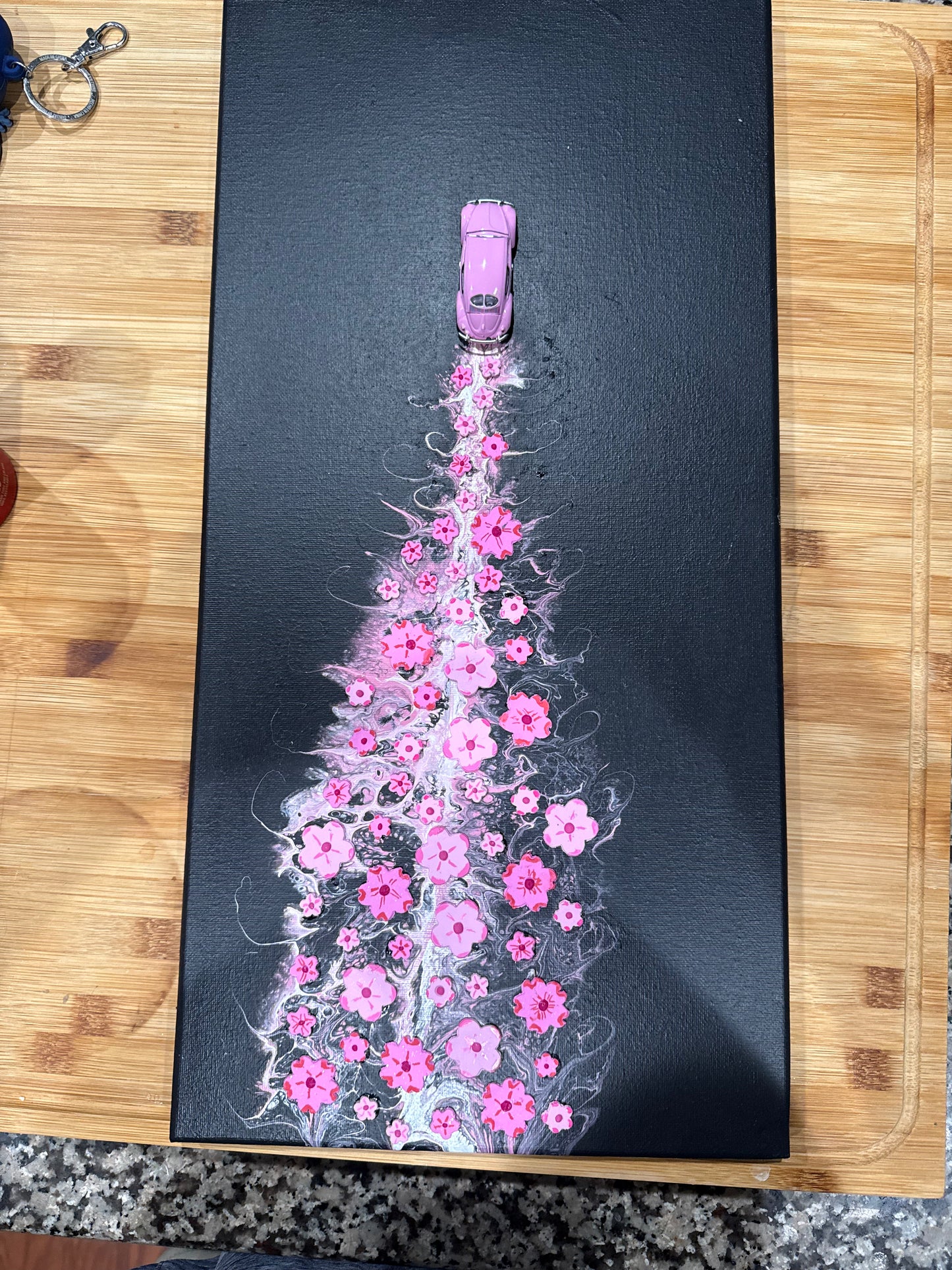 Pink Volkswagen Bug Resin Car Art 10x20
