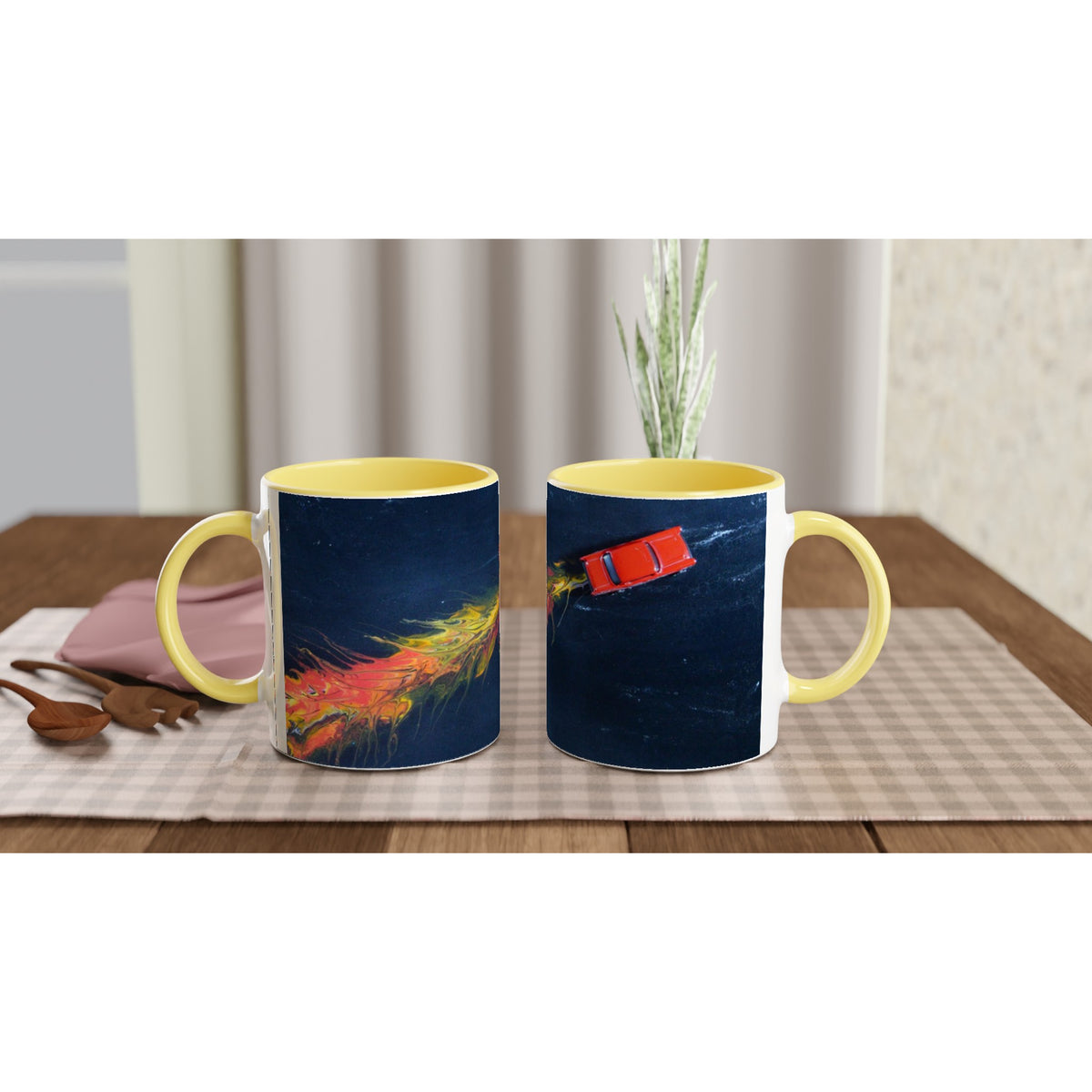 Vintage Hot Rod Flames Ceramic Mug