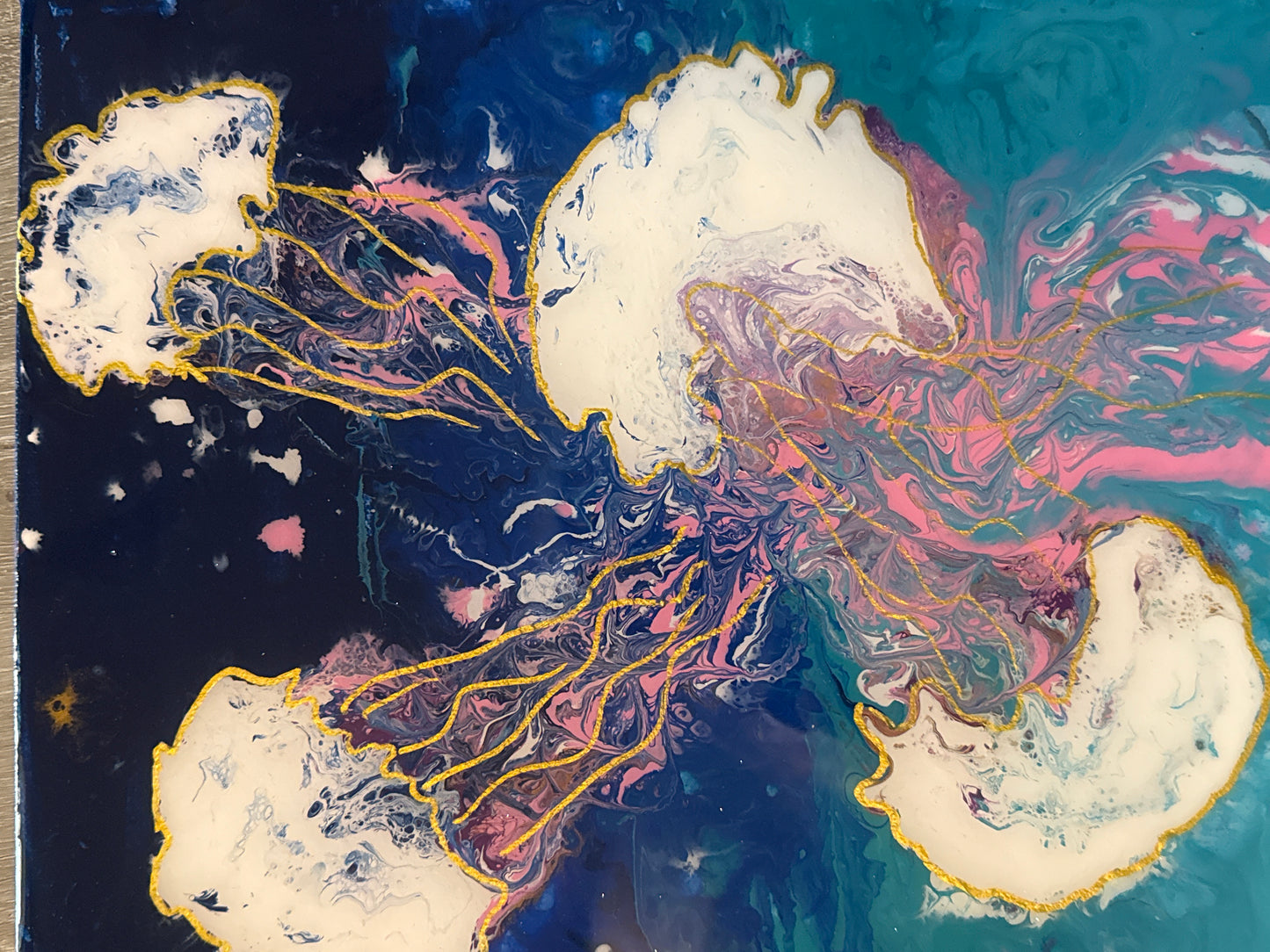 Jellyfish in the Deep – Original 11x14 Acrylic Dutch Pour Painting