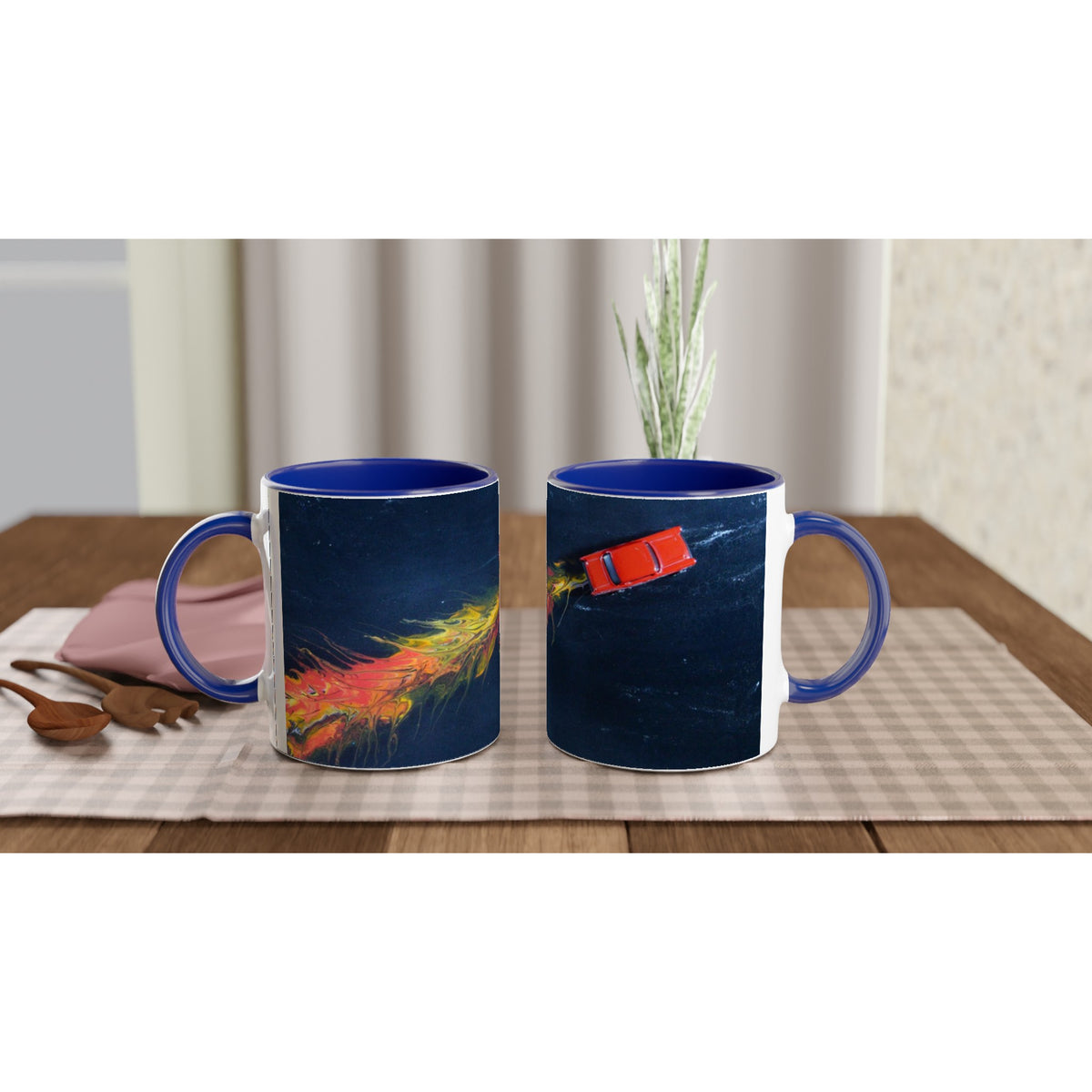 Vintage Hot Rod Flames Ceramic Mug