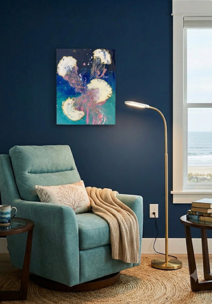 Jellyfish in the Deep  Mixed-Media Ocean Art - Mac's Art Studio