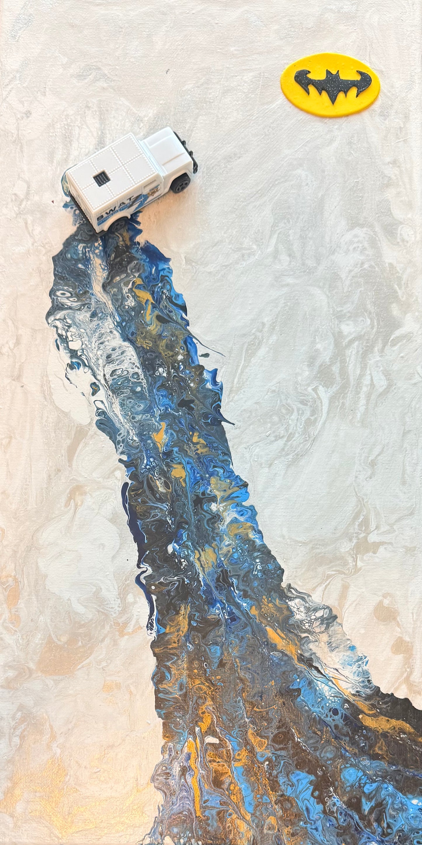 Gotham SWAT | Mixed Media Acrylic Pour Painting on Canvas (10x12)