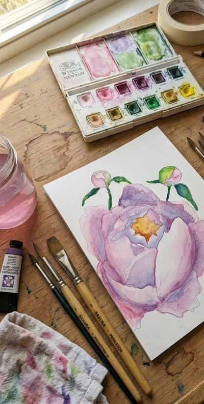 Watercolor Peony Blossom  10
