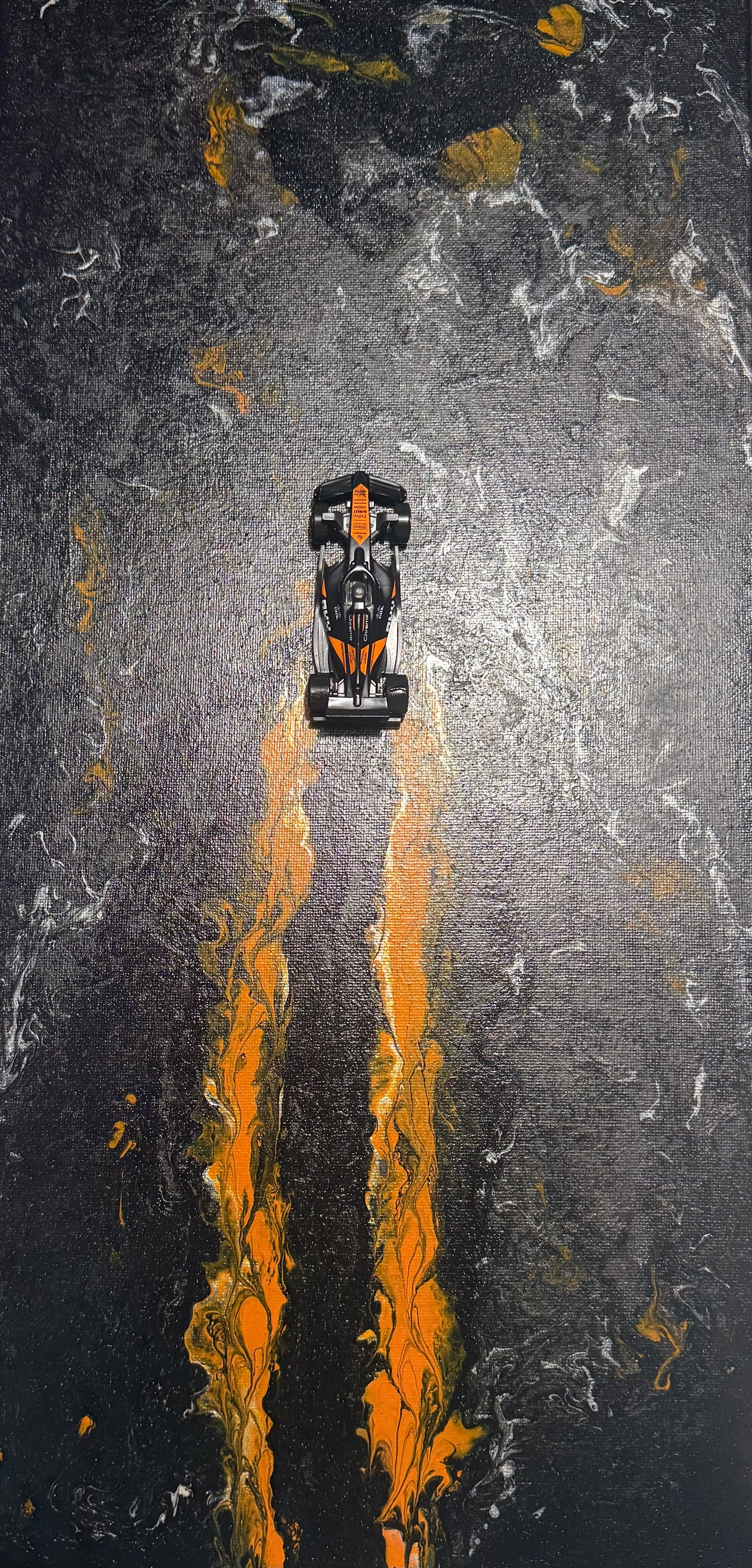 F1 McLaren Fluid Art – Acrylic Pour Painting with Hot Wheels
