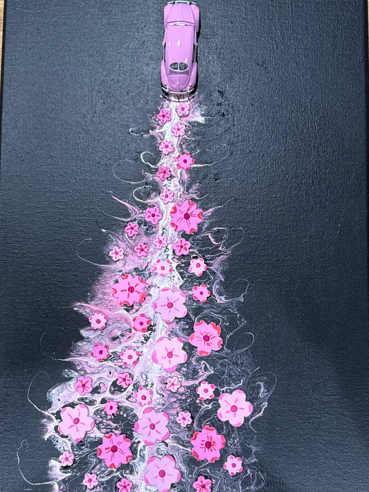 Pink Volkswagen Bug Resin Car Art 10x20