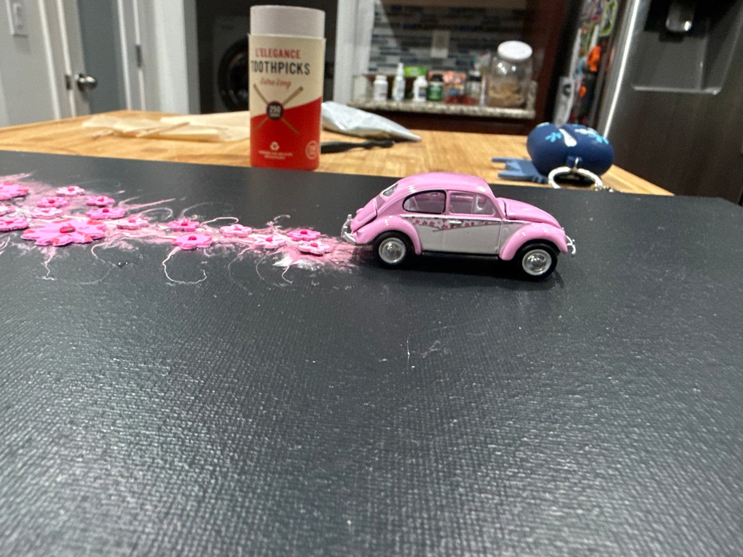Pink Volkswagen Bug Resin Car Art 10x20