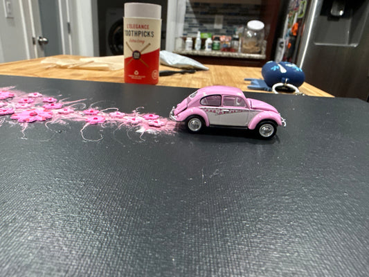 Pink Volkswagen Bug Resin Car Art 10x20