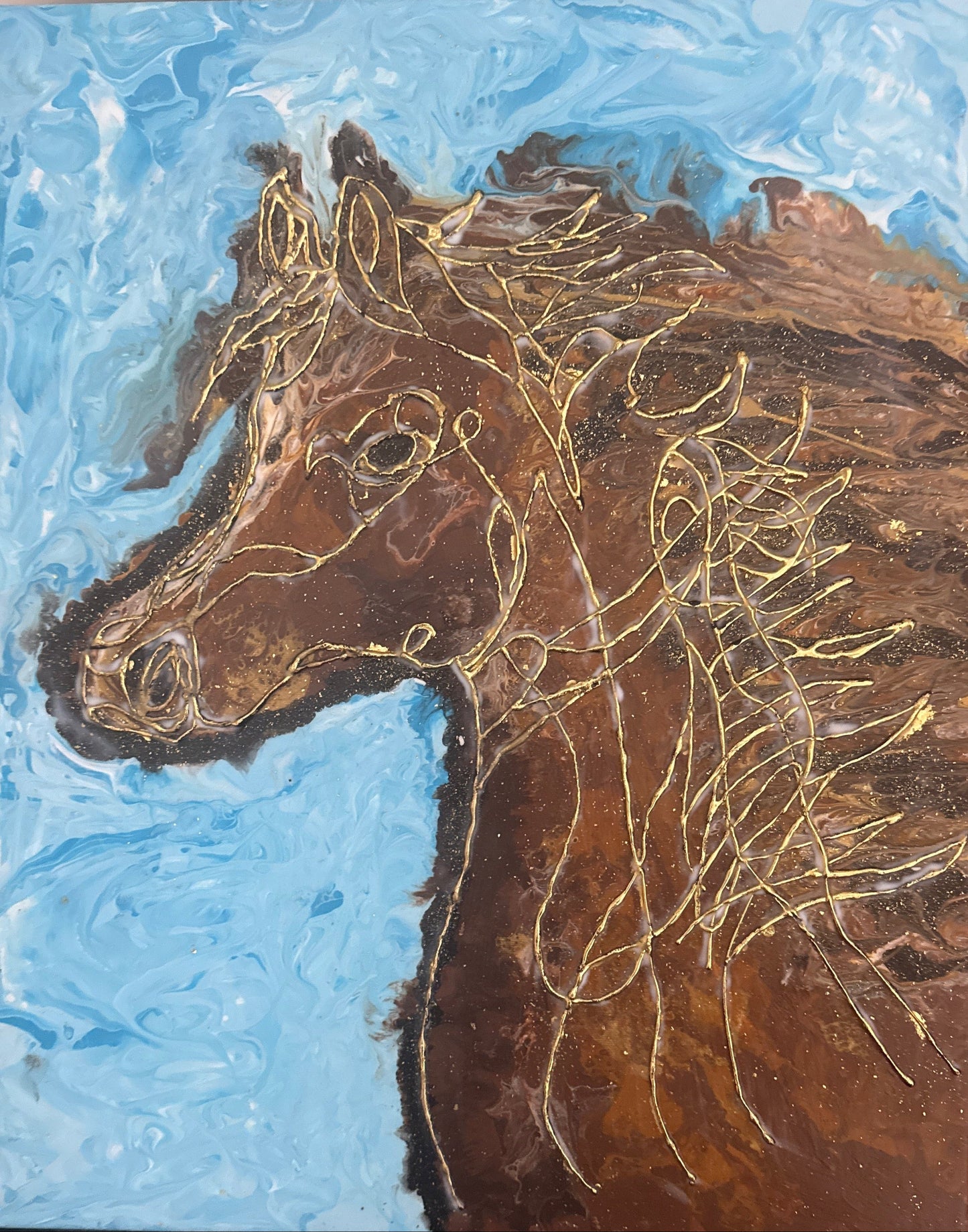 "Midnight Mane": An Augmented Reality Acrylic Pour Painting - Mac's Art Studio