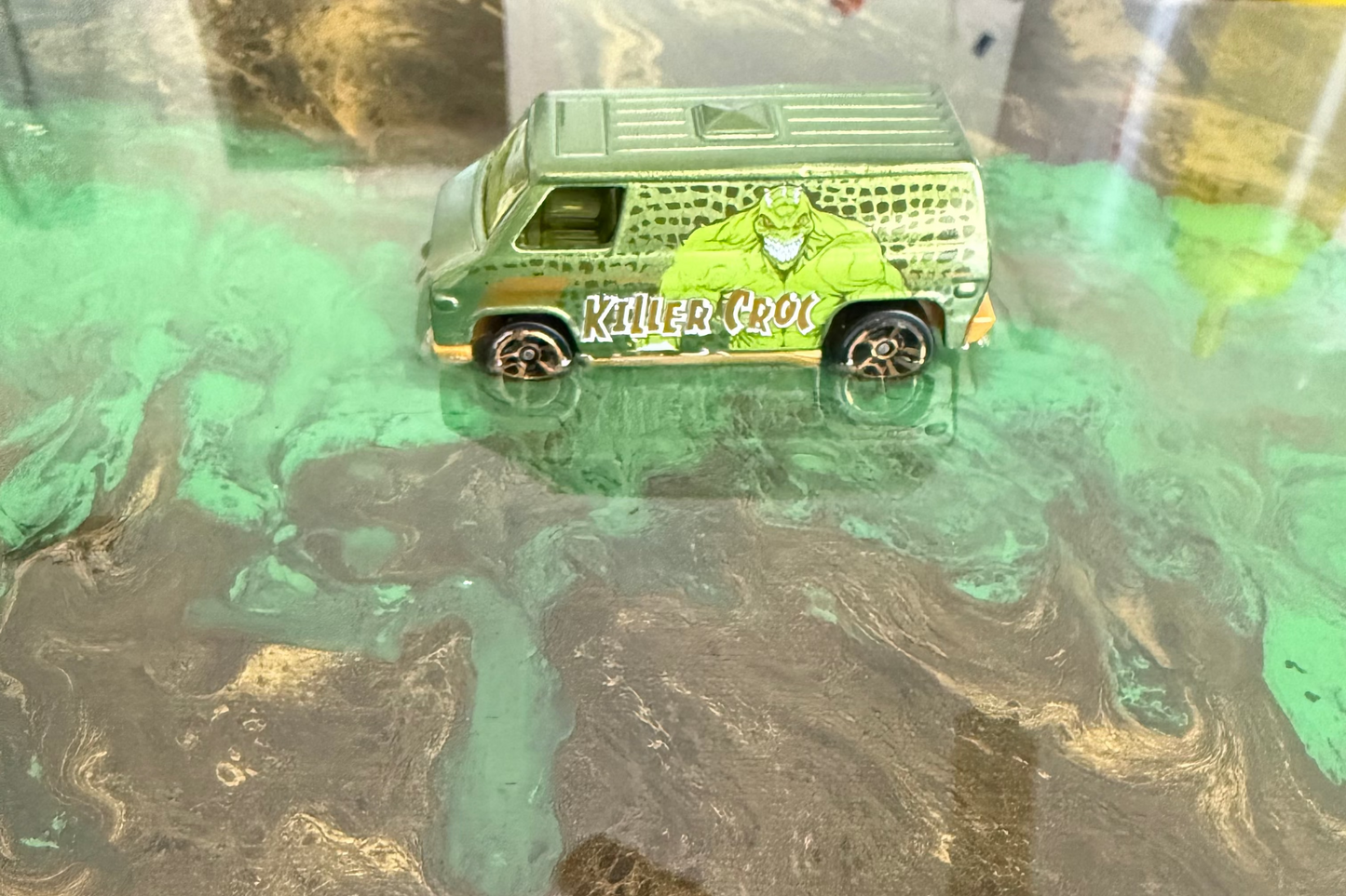 Killer Croc 70s Van Hot Wheels Acrylic Pour Canvas Art