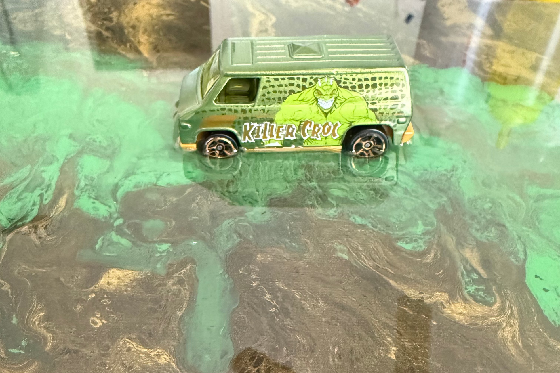 Killer Croc 70s Van Hot Wheels Acrylic Pour Canvas Art