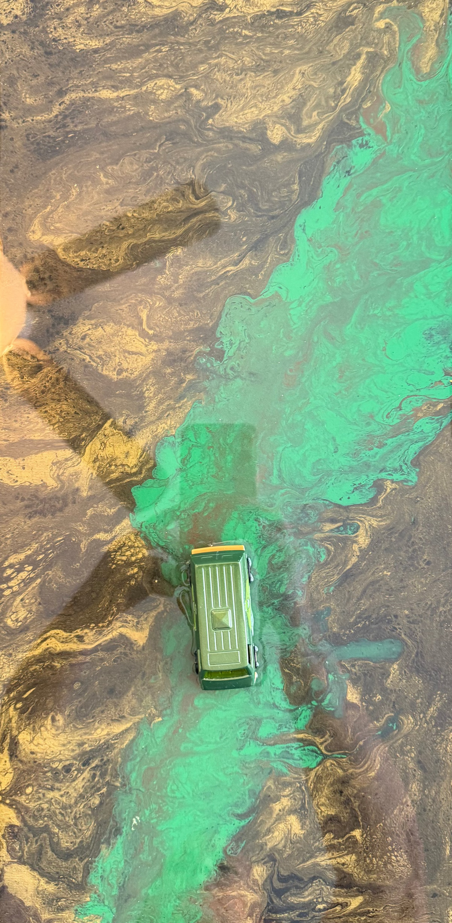 Killer Croc 70s Van Hot Wheels Acrylic Pour Canvas Art 