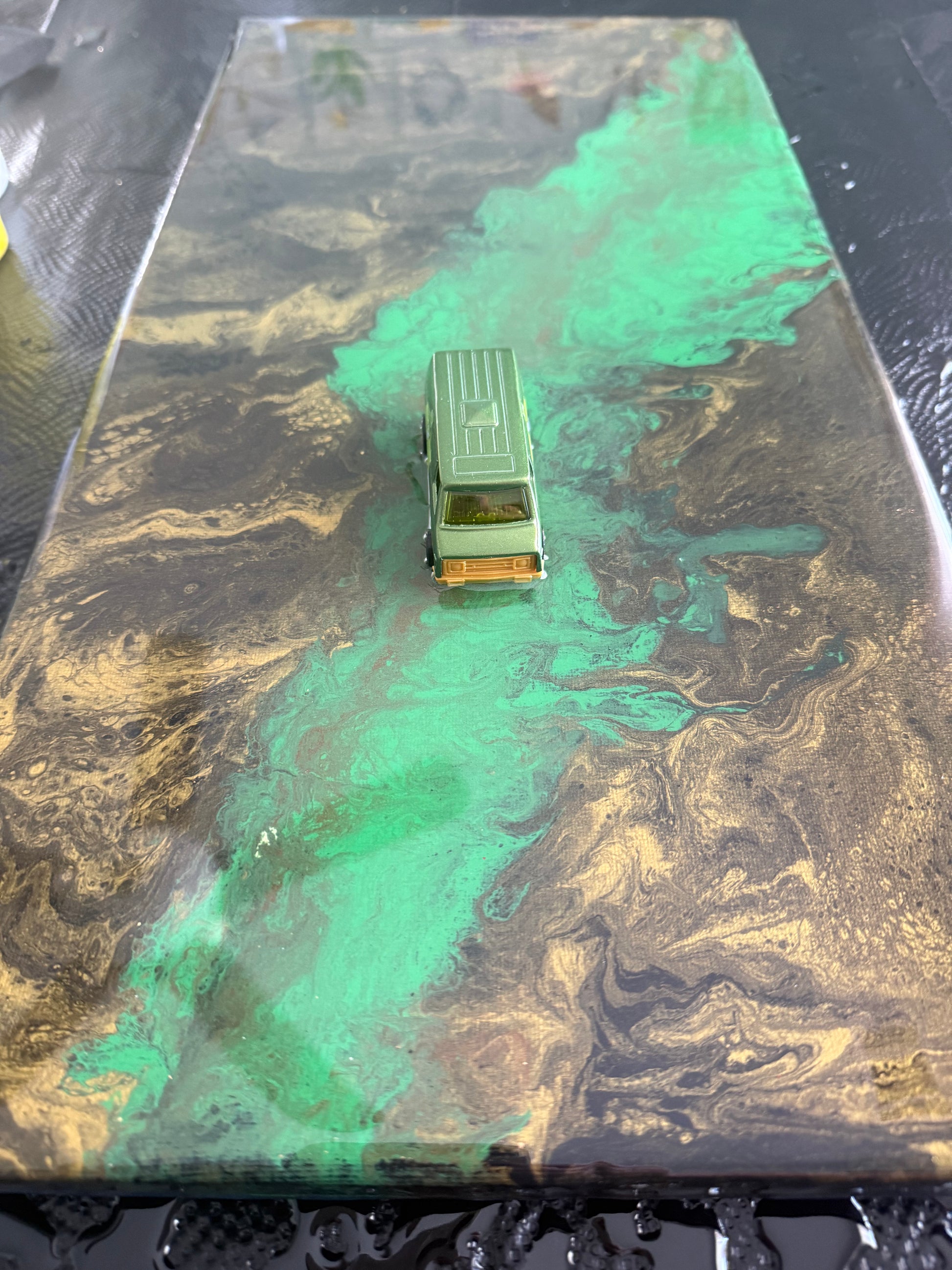 Killer Croc 70s Van Hot Wheels Acrylic Pour Canvas Art 