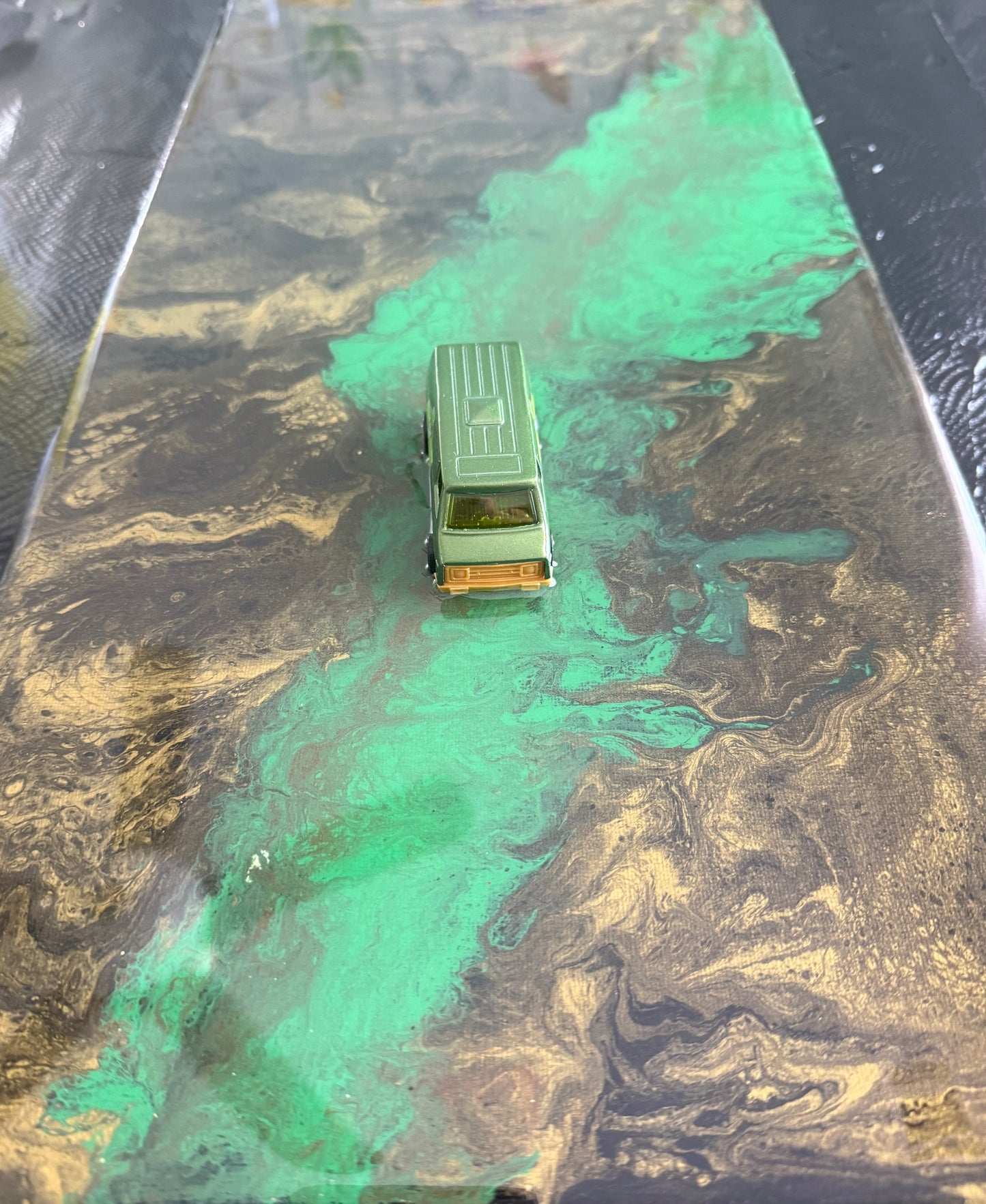 Killer Croc 70s Van Hot Wheels Acrylic Pour Canvas Art