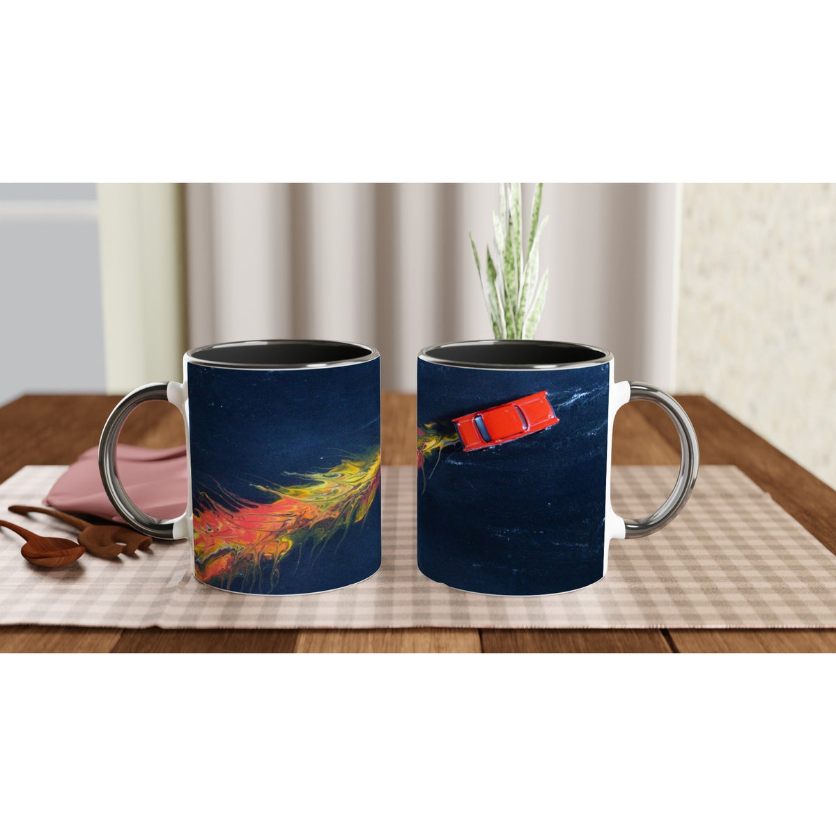 Vintage Hot Rod Flames Ceramic Mug