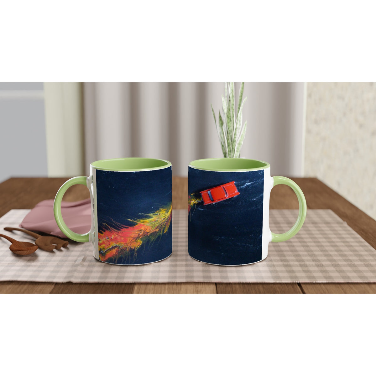 Vintage Hot Rod Flames Ceramic Mug