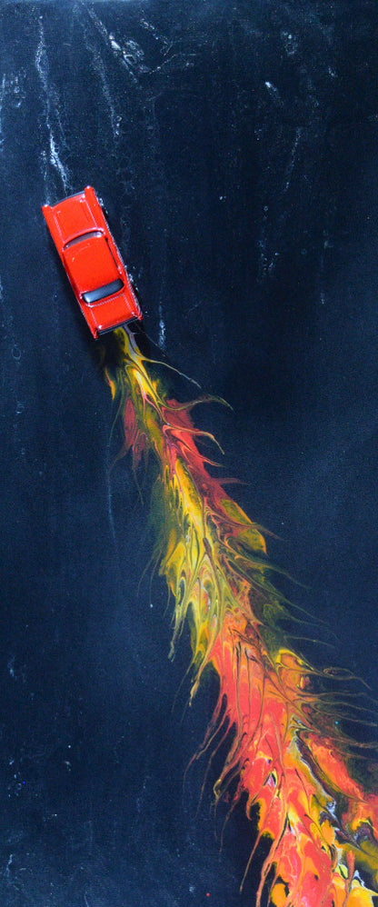 Vintage Hot Rod Flames Blazing - Vivid Colors on Museum-Quality Paper