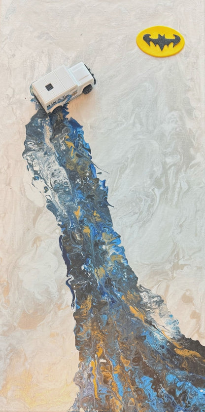 Gotham SWAT | Mixed Media Acrylic Pour Painting on Canvas (10x12)