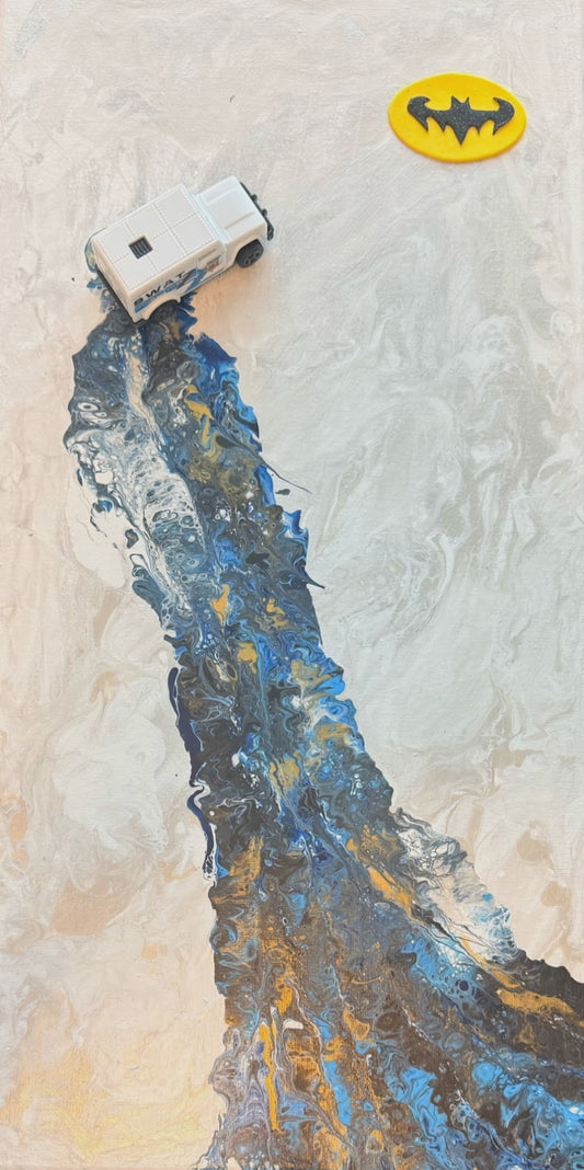 Gotham SWAT | Mixed Media Acrylic Pour Painting on Canvas (10x12)